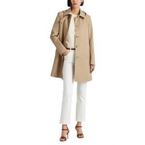 NEW RALPH LAUREN balmacaan hooded raincoat in birch tan